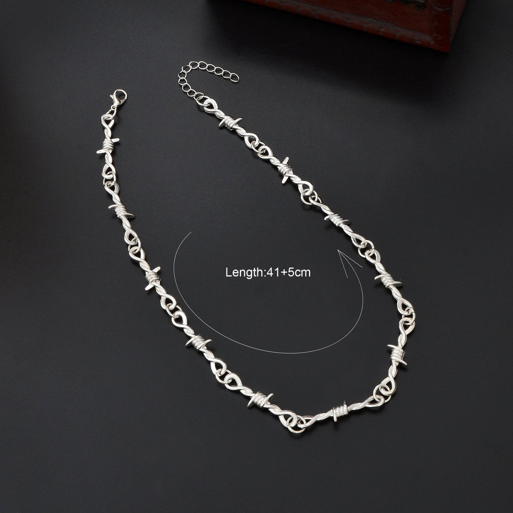1 pc Punk Rock Style Silver Link Chain Collar Necklace Daily Music Festival Gothic Jewelry