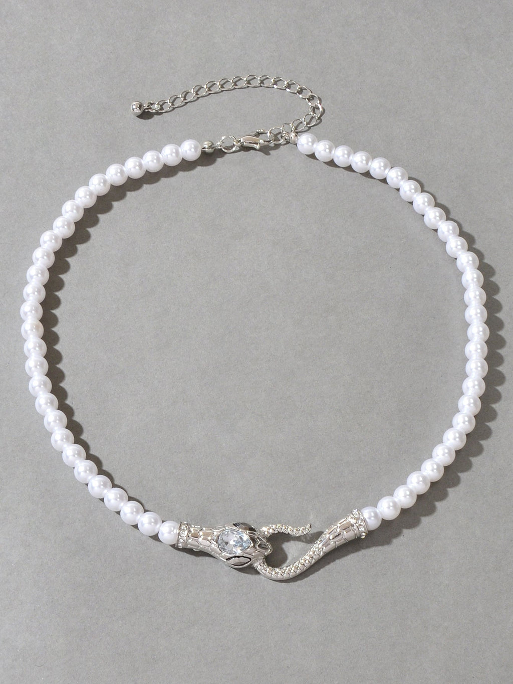 Punk Retro Pearl Beads Chain Gold Silver Snake Short Clavicle Statement Necklace