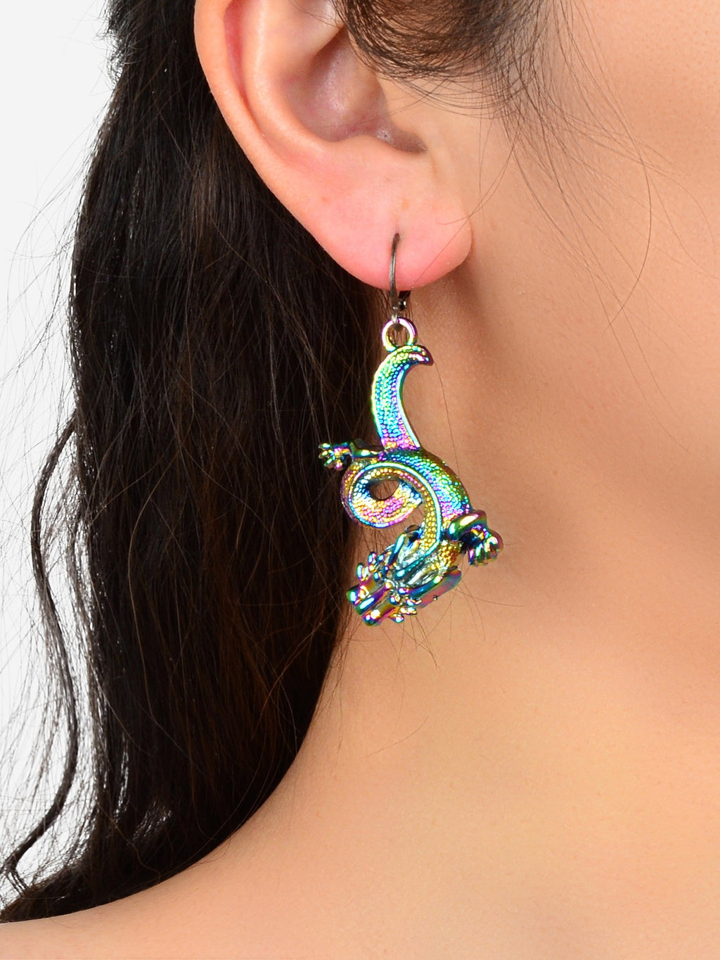 Personality Designer Jewelry Statement Punk Goth Colourful Dragon Hoop Earrings