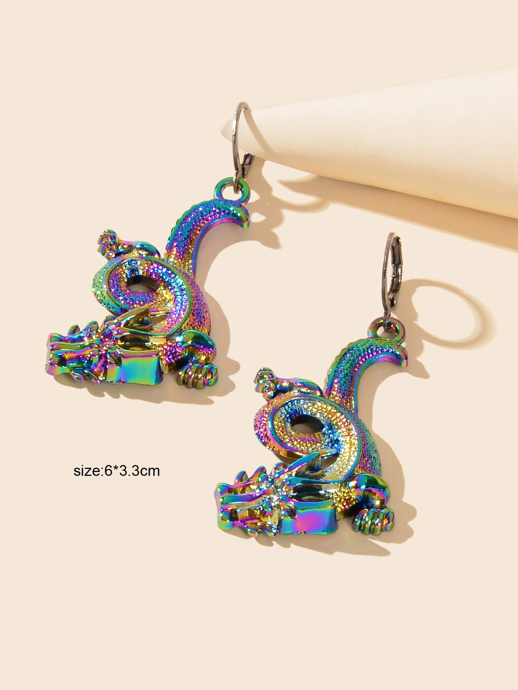 Personality Designer Jewelry Statement Punk Goth Colourful Dragon Hoop Earrings