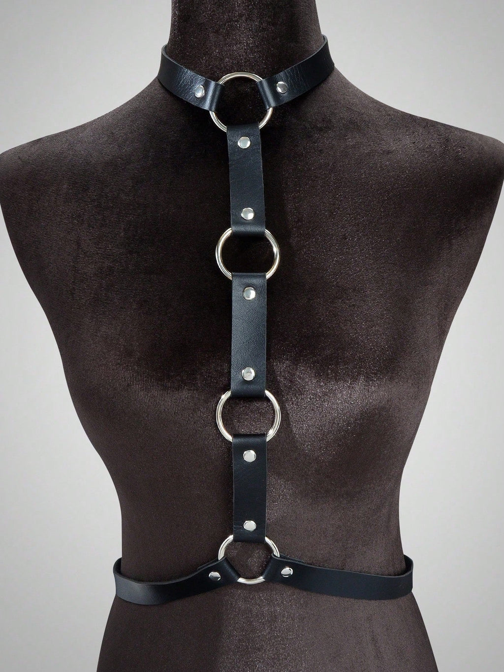Punk Black PU Leather Body Belly Harness Waist Chain Rave Adjustable Nightclub Body Jewelry